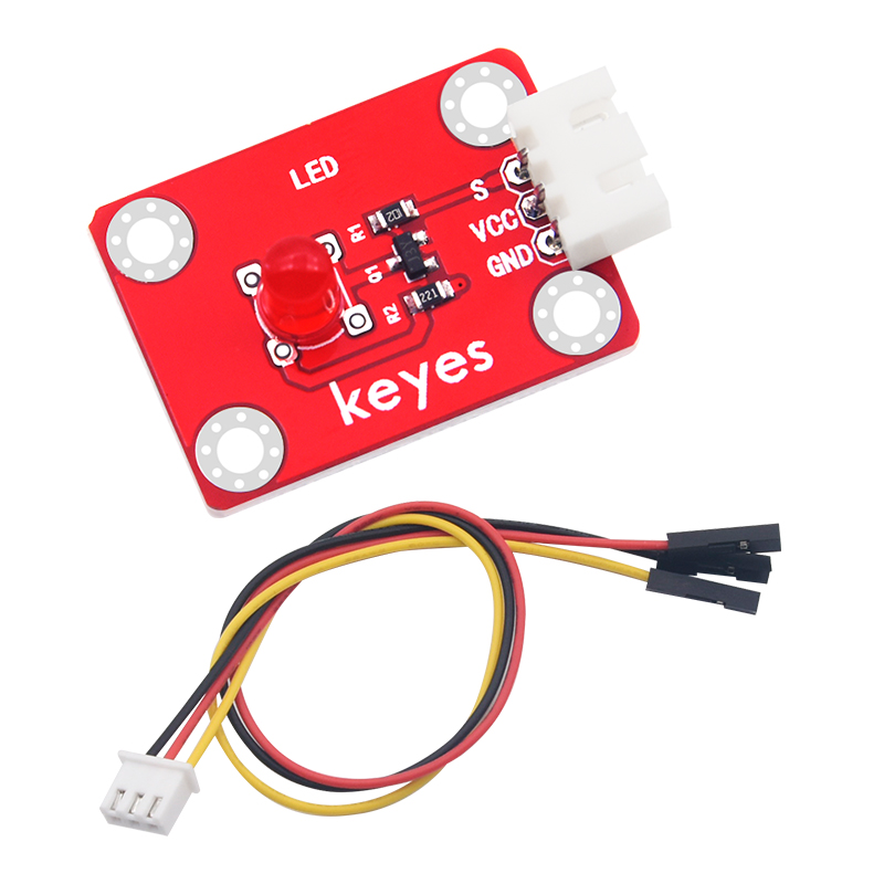 keyes brick LED红发红模块(焊盘孔) 防反插白色端子 配3P线