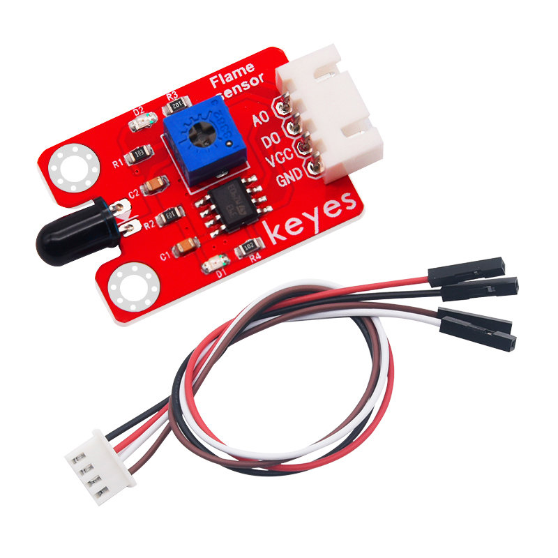 Keyes火焰传感器模块火源探测模块兼容Arduino树莓派microbit环保 防反插接口 配4P线