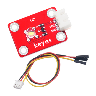 keyes brick LED白发白模块(焊盘孔) 防反插白色端子 配3P线